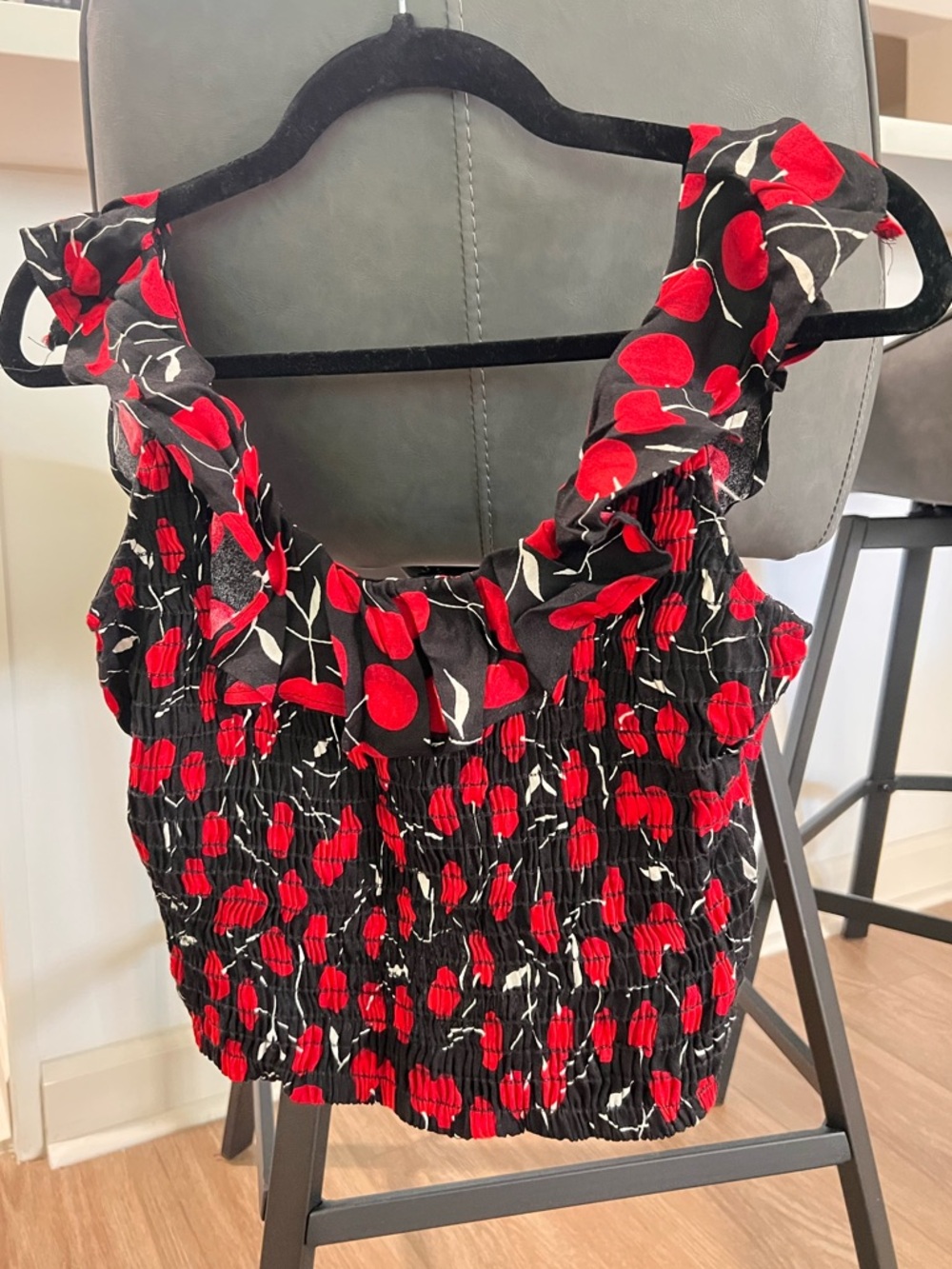 Free people Crop Top with Red Cherry Print